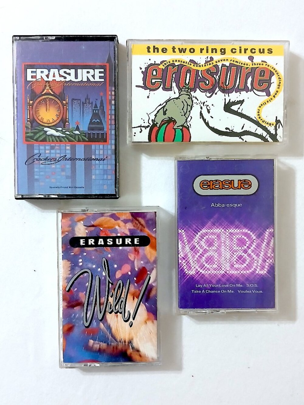Erasure Cassette Lot (4) Tested Working Wild! Abba-esque Two Ring Circus 80s Syn